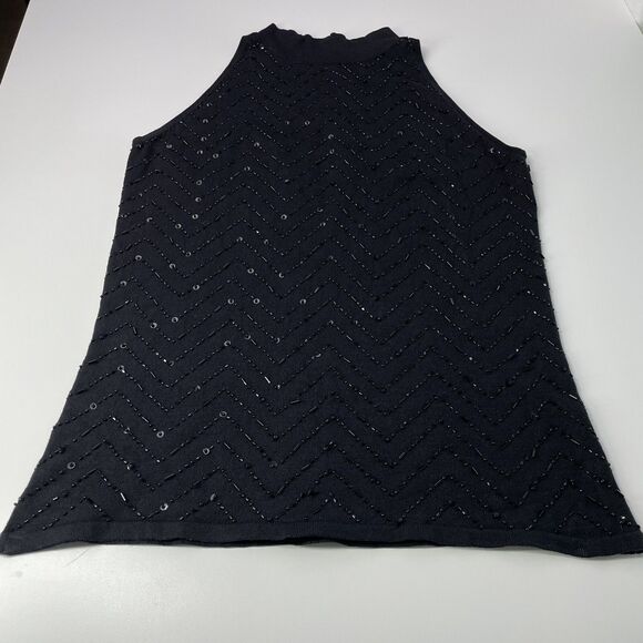 Nicole Studio Beaded Black Tank Top Sz 8 Medium Tank Top Beaded Going Out Top M - Picture 11 of 15